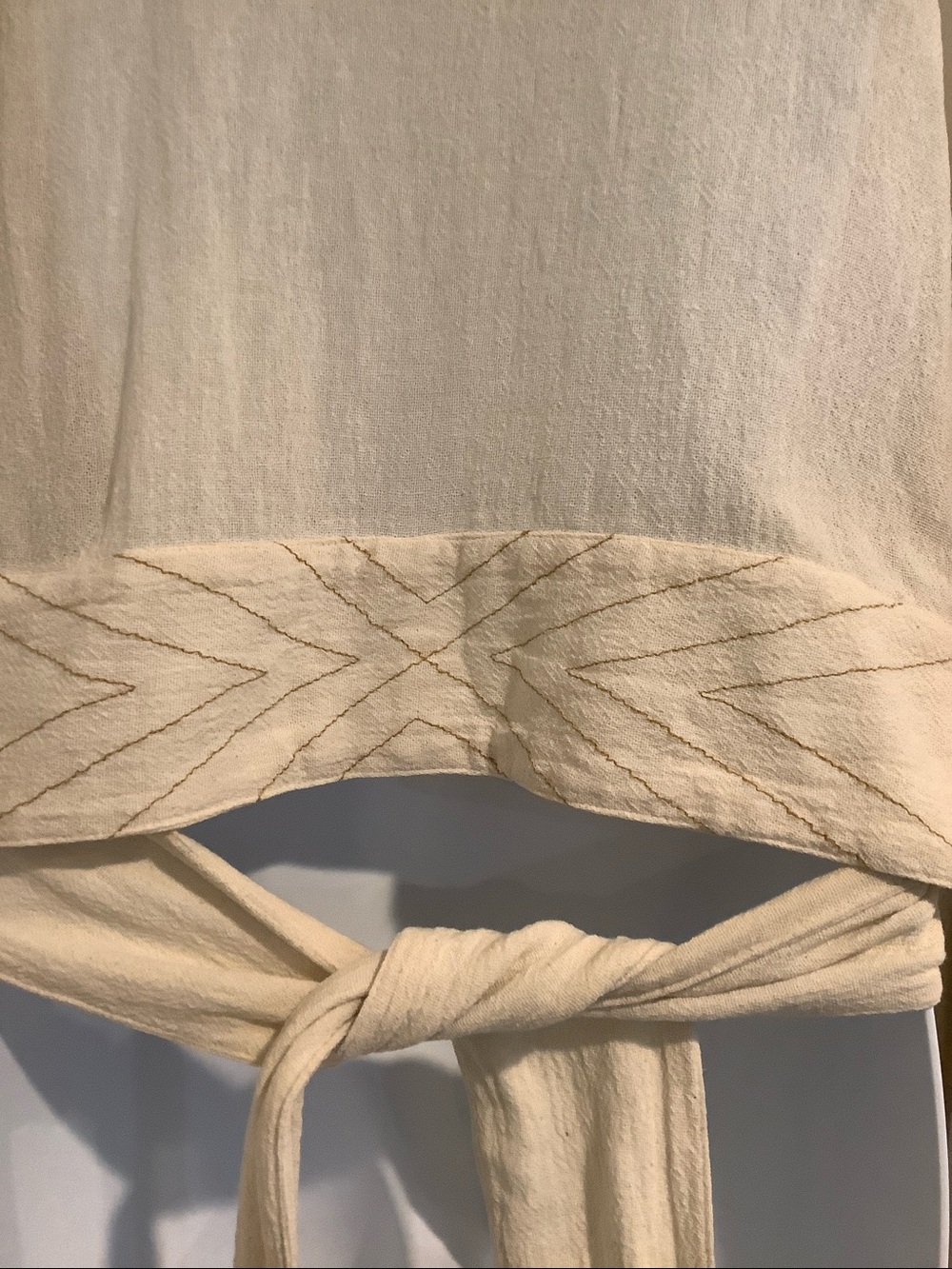 CHINTAMANI Cream 100% Cotton Fringe Indie Open Tie Front Bohemian Top/Jacket M - Picture 6 of 8